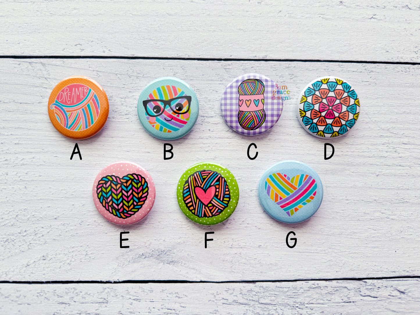 Crochet-Themed Buttons 1.5"