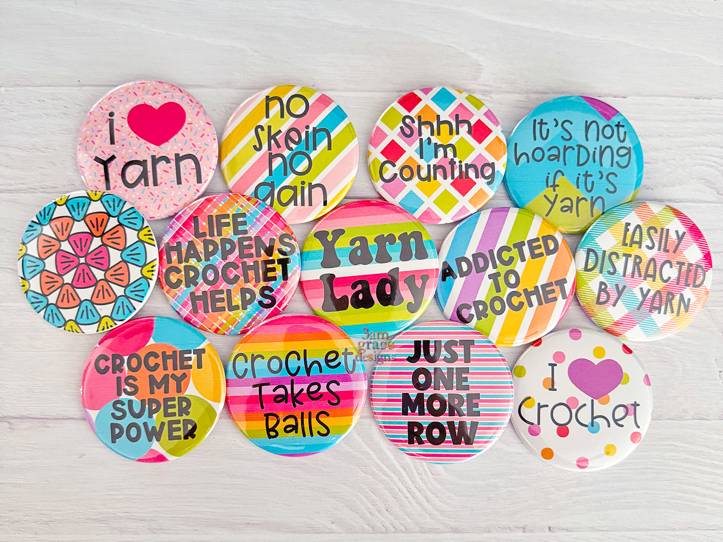 Crochet-Themed Buttons 2.25"