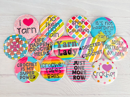 Crochet-Themed Buttons 2.25"