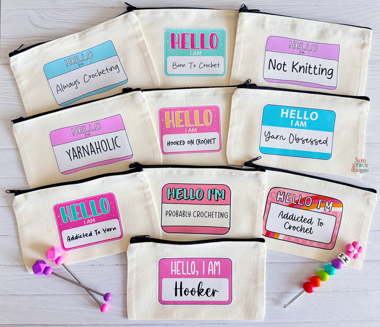 Hello My Name Is Zipper Pouch