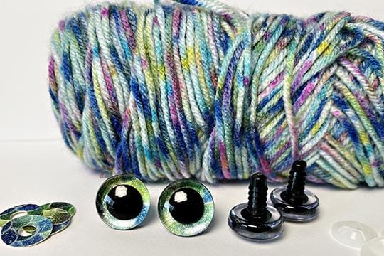 20mm Green Rainbow Glitter safety eyes - 5 PAIR