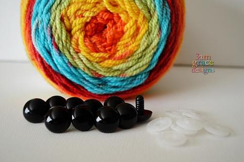 12mm Plastic safety eyes for toys and amigurumi - Black x10 pairs - Perles  & Co