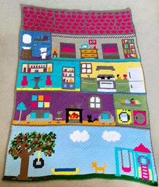 Dollhouse C2C Crochet Graphgan Blanket