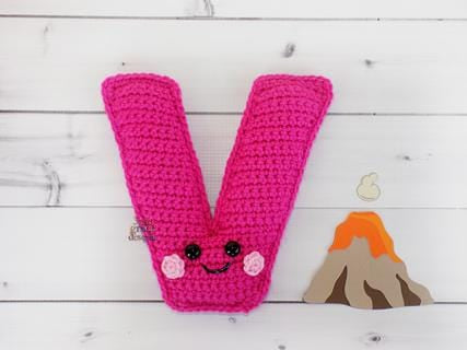 Alphabet Letter v Lower Case Kawaii Cuddler® Crochet Pattern