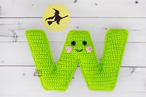 Alphabet Letter w Lower Case Kawaii Cuddler® Crochet Pattern