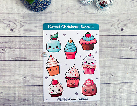 Kawaii Christmas Sweets Vinyl Sticker Sheet