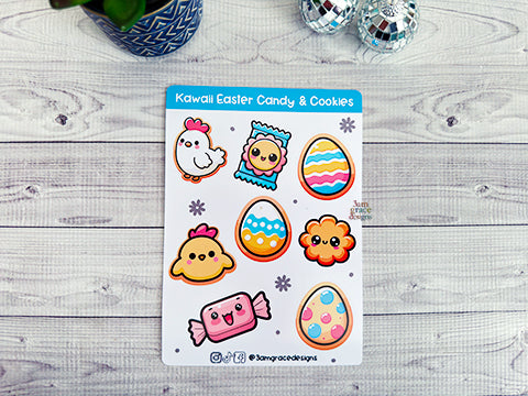 Kawaii Easter Candy & Cookies Vinyl Sticker Sheet