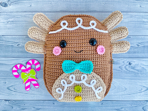 Gingerbread Axolotl Squish Kawaii Cuddler® Crochet Pattern