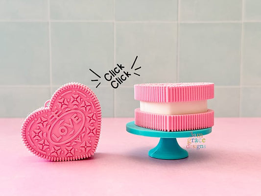 Heart Shaped Sandwich Cookie Clicker Fidget Keychain