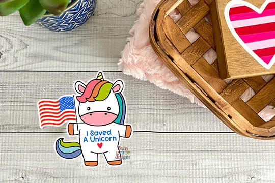 Memorial Day I Saved A Unicorn Vinyl Sticker