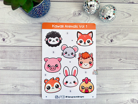 Kawaii Animals Volume 1 Vinyl Sticker Sheet