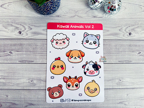 Kawaii Animals Volume 2 Vinyl Sticker Sheet