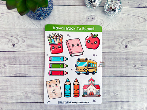 Kawaii Back To School Vinyl Sticker Sheet