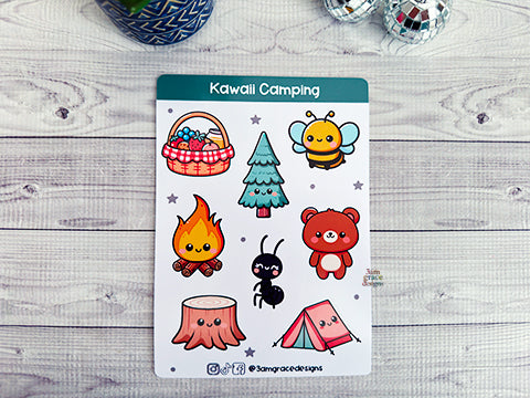 Kawaii Camping Vinyl Sticker Sheet