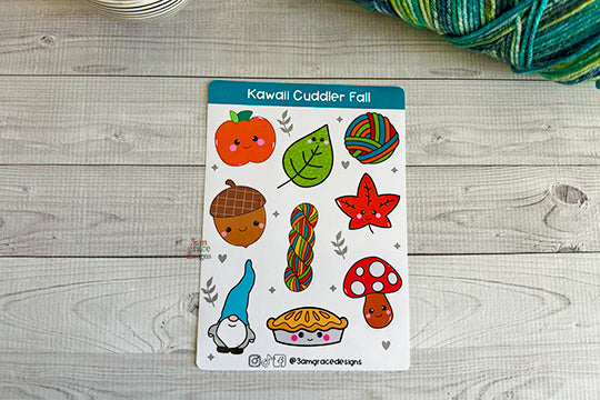 Fall Kawaii Cuddler Vinyl Sticker Sheet