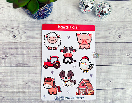 Kawaii Farm Vinyl Sticker Sheet