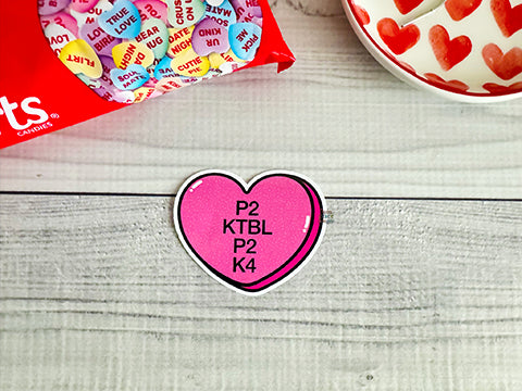 Knit Conversation Heart Vinyl Sticker