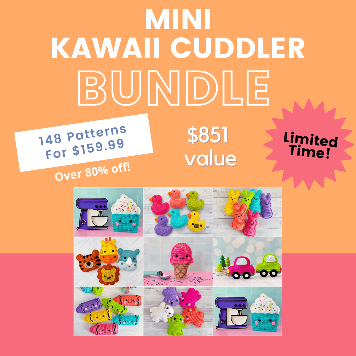 **Limited Time Offer** Mini Kawaii Cuddler® Crochet Pattern Bundle