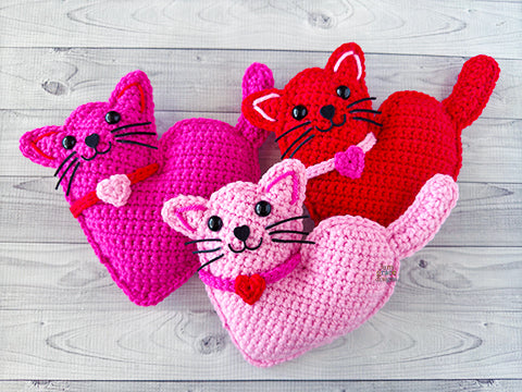 Mini Valentine Heart Cat Kawaii Cuddler® Crochet Pattern