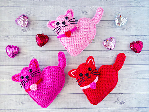 Mini Valentine Heart Cat Kawaii Cuddler® Crochet Pattern