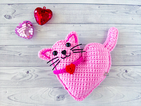 Mini Valentine Heart Cat Kawaii Cuddler® Crochet Pattern