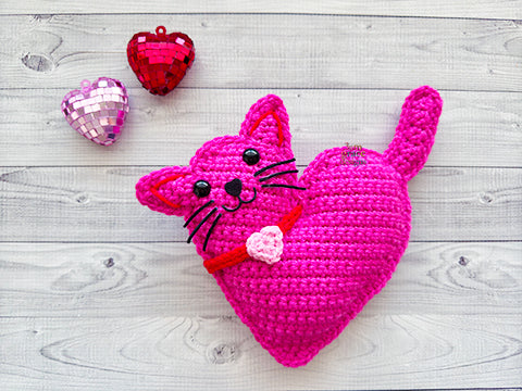 Mini Valentine Heart Cat Kawaii Cuddler® Crochet Pattern