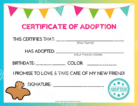 Mini Pterodactyl Dino Nugget Kawaii Cuddler® Adoption Certificate