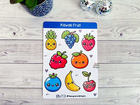 Kawaii Fruit Vinyl Sticker Sheet