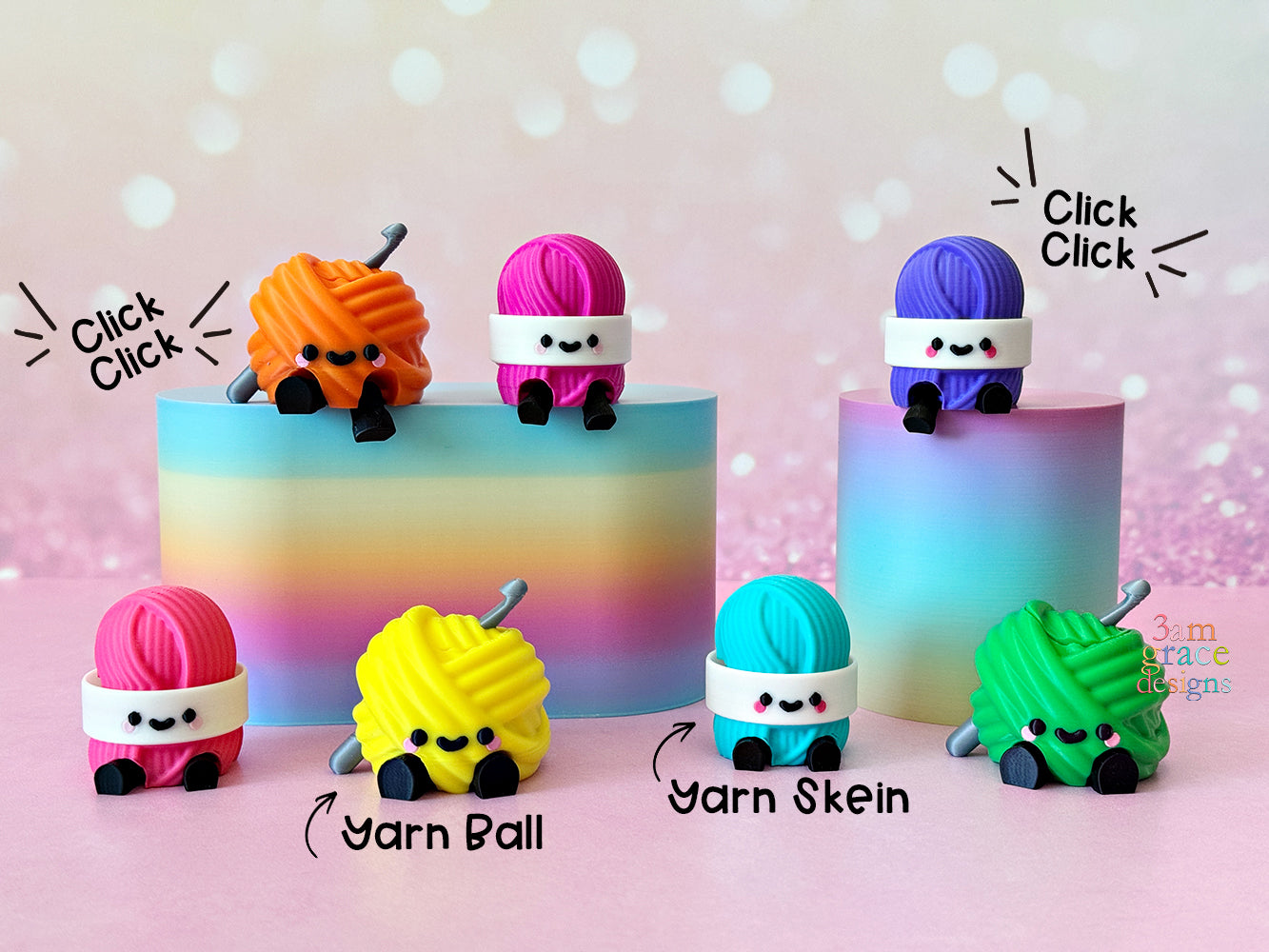 Kawaii Crochet Yarn Ball Clicker Fidget