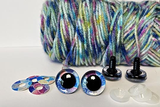 20mm Blue Rainbow Glitter safety eyes - 5 PAIR