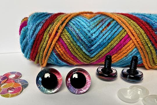 20mm Pink Rainbow Glitter safety eyes - 5 PAIR