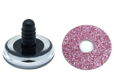 16mm Sparkling Fuchsia Pink Glitter Plastic Safety Eyes – Handmade