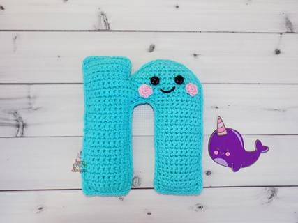 Alphabet Letter n Lower Case Kawaii Cuddler® Crochet Pattern