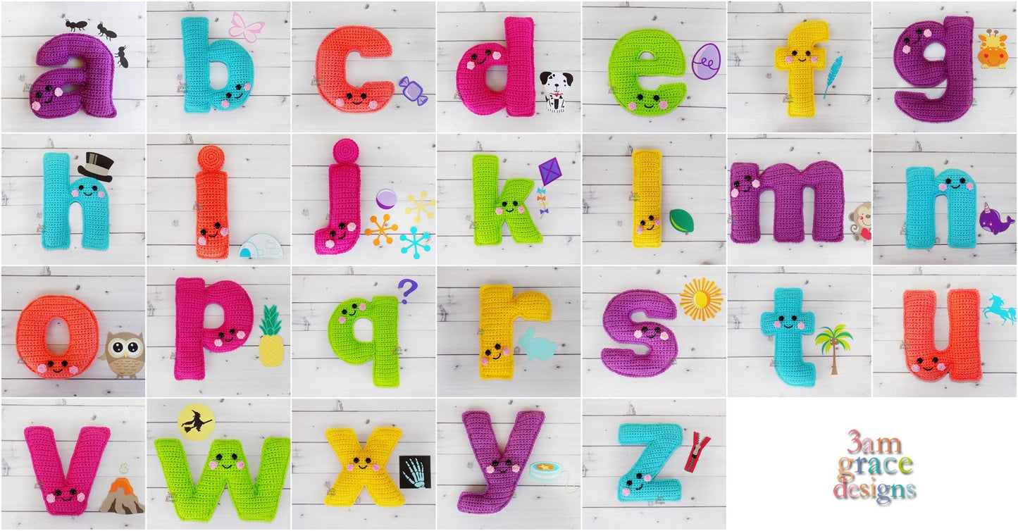 Alphabet Letter Lower Case Kawaii Cuddler® Crochet Pattern Bundle