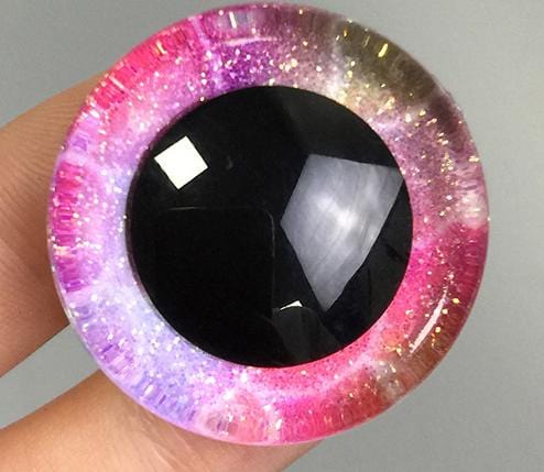 Large Hole Round Sequin 20mm Hot Pink Rainbow Iris Fluorescent